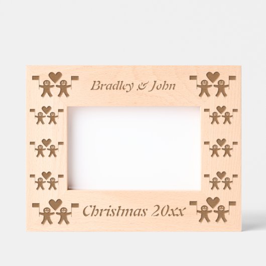 ゲイメンズクリスマスジンジャーブレッドカスタムカップル レーザー彫刻フレーム (正面)