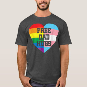ゲイメンズフリーパパハグプライドLGBTレインボーフラッグファム Tシャツ