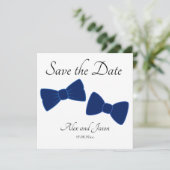 ゲイメンズボウタイブルーホワイト日付の結婚保存 (スタンド正面)