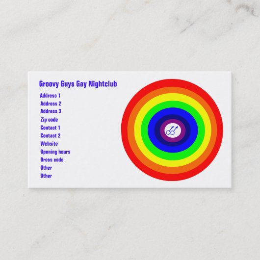 ゲイメンズラウンドレインボーカスタムビジネスカード 名刺 (正面)