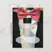 ゲイメンズ結婚式招待状RSVPと写真 インビテーションポストカード (正面/裏面)