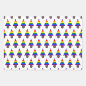 ゲイメンレインボークリスマスツリーとプレゼントカスタム ラッピングペーパーシート (正面2)