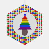 ゲイメンレインボークリスマスツリーとプレゼント ガラスオーナメント (裏面)