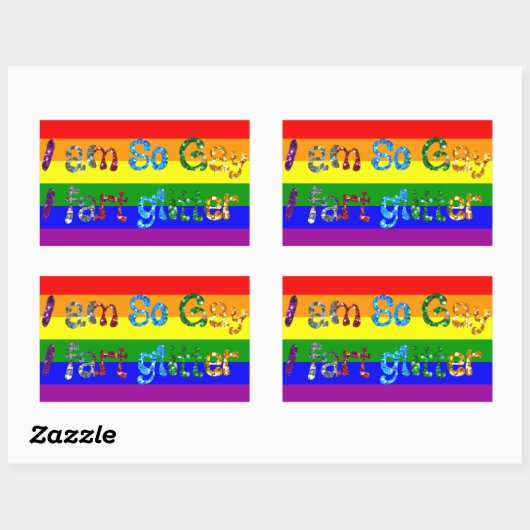 ゲイユーモア私はゲイIファルトグリッター 長方形シール (シート)