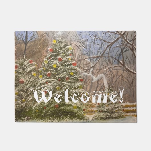 ゲイリー・ポリングによる森のクリスマス ドアマット (正面)