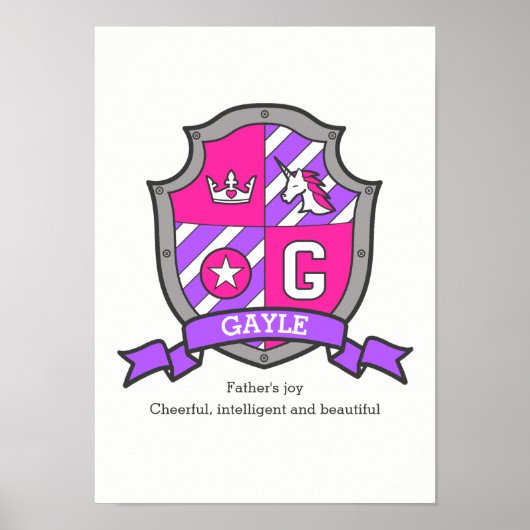 ゲイル名unicorn letter G crest posterの意味 ポスター (正面)