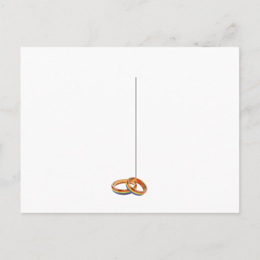 ゲイレインボーとリングや輪ウェディング日付を保存 案内ポストカード (裏面)