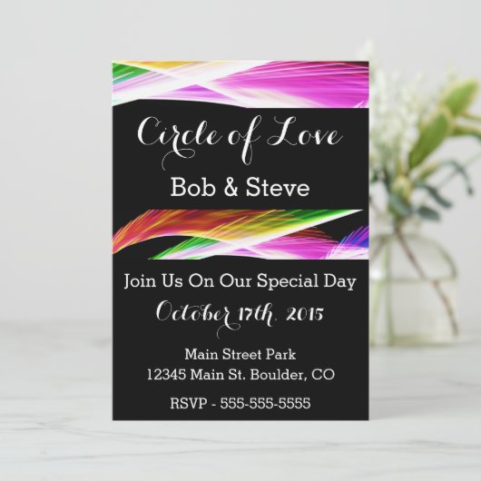 ゲイレインボーアート結婚式招待状 招待状 (スタンド正面)