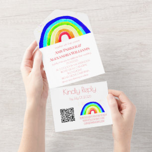 ゲイレインボーカラフルLGBTプライドRSVP QRコード オールインワン招待状