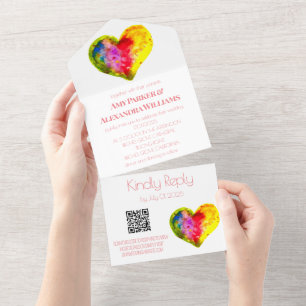 ゲイレインボーカラフルLGBTプライドRSVP QRコード オールインワン招待状