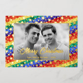 ゲイレインボーフラッグ金ゴールドエレガントスターブラック&ホワイト 箔シーズンカード (正面)