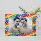 ゲイレインボーフラッグ金ゴールドエレガントスターブラック&ホワイト 箔シーズンカード (立ち正面)