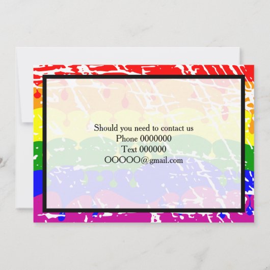 ゲイレインボーフリーダムフラッグウェディング日付を保存 セーブザデート (裏面)