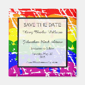 ゲイレインボーフリーダムフラッグウェディング日付を保存 マグネット (正面)