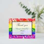 ゲイレインボーフリーダム国旗のおもしろい結婚ズサンキュー ポストカード (スタンド正面)