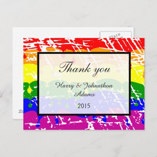ゲイレインボーフリーダム国旗のおもしろい結婚ズサンキュー ポストカード (正面/裏面)