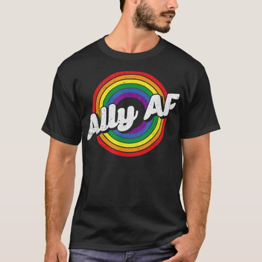 ゲイレインボープライドAlly Af Lgbt認識度フラッグエクア Tシャツ (正面)