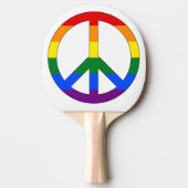 ゲイレインボー国旗の平和記号 卓球ラケット (正面)