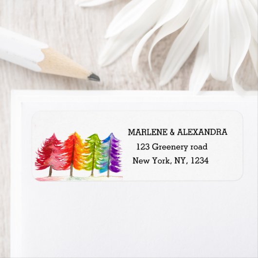 ゲイレインボーLGBTレズビアンプライド水彩ラベル ラベル (インサイチュ)