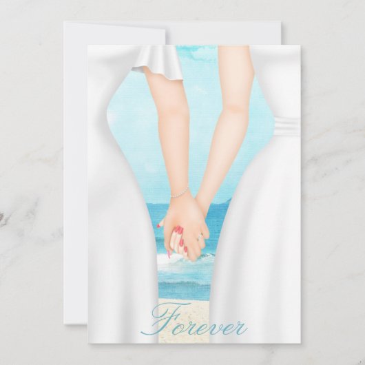 ゲイレズビアンツーブライドオンビーチ招待状 招待状 (正面)