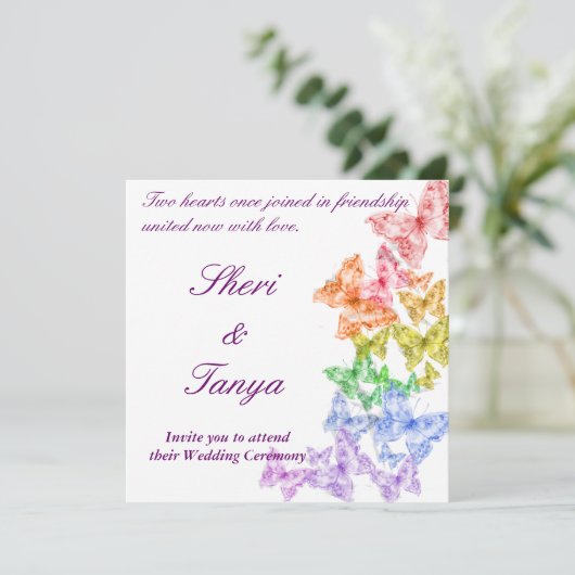 ゲイレズビアンレインボー結婚ズ式招待状 招待状 (スタンド正面)