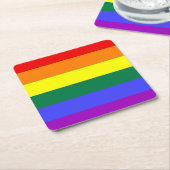 ゲイレズビアンLGBTレインボープライド国旗 スクエアペーパーコースター (アングル)
