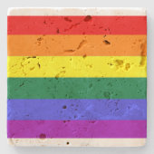 ゲイレズビアンLGBTレインボープライド国旗 ストーンコースター (正面)