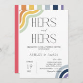 ゲイレズ結婚ビアンのカップルがシャワーを浴びるHer & Her 招待状 (正面/裏面)