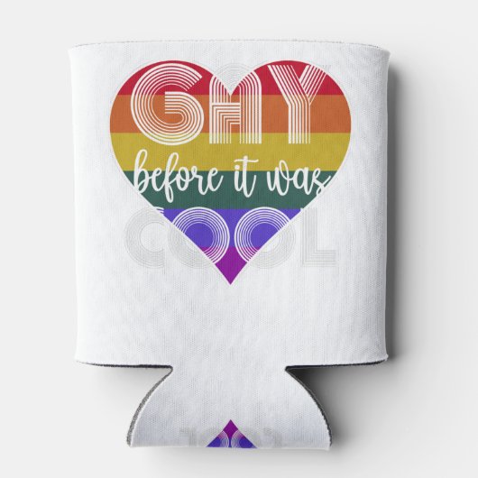 ゲイ前レトロなレインボーカッコいいゲイプライド 缶クーラー (裏面)