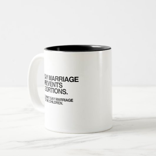 ゲイ同士の結婚で妊娠中絶が止まる ツートーンマグカップ (正面左)
