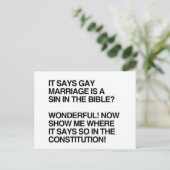 ゲイ同士の結婚は聖書の中の罪である ポストカード (スタンド正面)