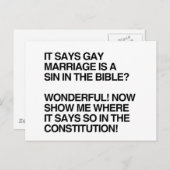 ゲイ同士の結婚は聖書の中の罪である ポストカード (正面/裏面)