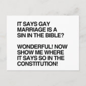 ゲイ同士の結婚は聖書の中の罪である ポストカード (正面)