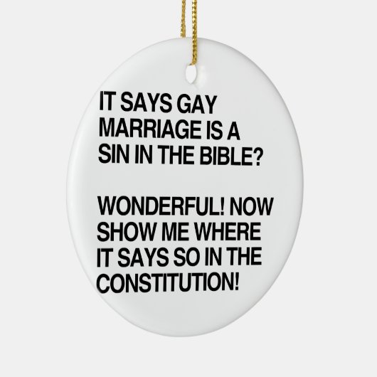 ゲイ同志の結婚は聖書の罪です セラミックオーナメント (右)