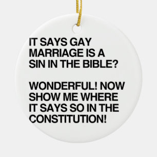 ゲイ同志の結婚は聖書の罪です セラミックオーナメント