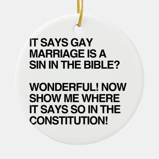 ゲイ同志の結婚は聖書の罪です セラミックオーナメント (正面)