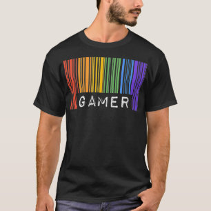 ゲイ同性愛者バーコードプライドゲーマービデオゲームズエステティ Tシャツ