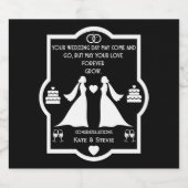 ゲイ女子結婚記念日 スパークリングワインラベル (シングルラベル)