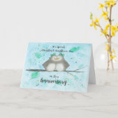 ゲイ娘と妻のアニバーサリーカワイラブバード カード (黄色い花)