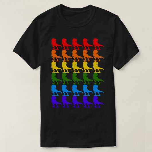 ゲイ恐竜レインボー国旗(LGBT) Tシャツ (デザイン正面)