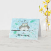 ゲイ愛らしいカップル記念日かわいいラブバード カード (黄色い花)