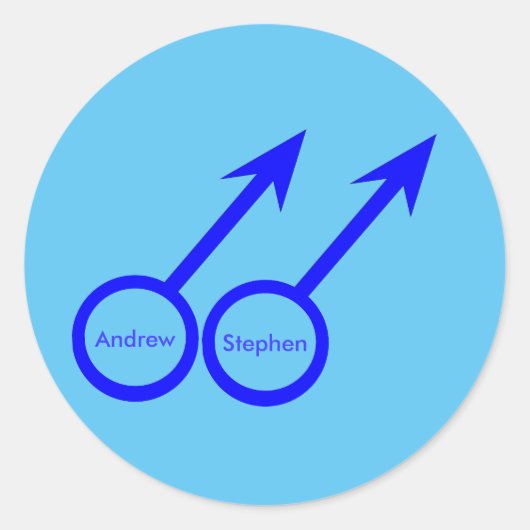 ゲイ愛好家カスタムウェディングステッカー ラウンドシール (正面)