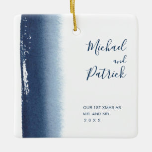 ゲイ新初めてのクリスマス結婚した セラミックオーナメント