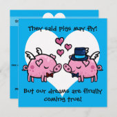 ゲイ新郎豚が飛ぶかもしれない結婚式招待状 招待状 (正面/裏面)