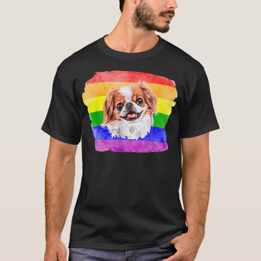 ゲイ日本のチンドッグ恋人LGBTQプライド物10代の Tシャツ (正面)