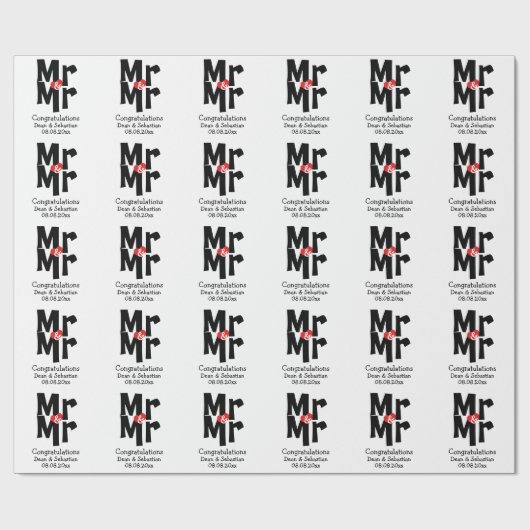 ゲイ氏とはっきりした氏パーソナライズされたモダン結婚の ラッピングペーパー (フラット)