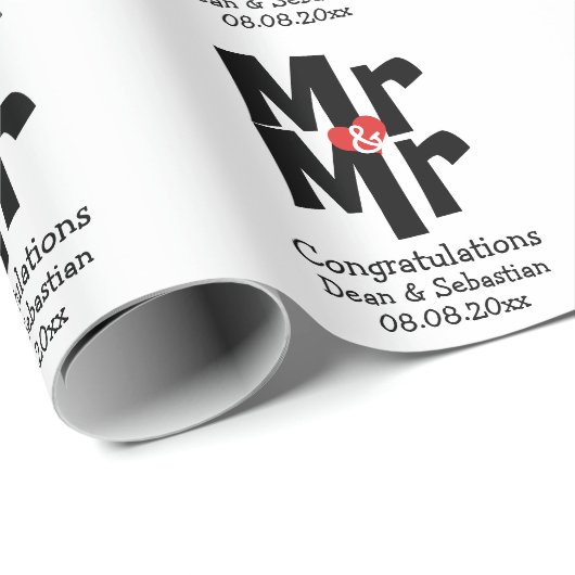 ゲイ氏とはっきりした氏パーソナライズされたモダン結婚の ラッピングペーパー (ロールコーナー)