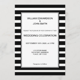 ゲイ氏とミスターモダン白黒ストライプズ結婚ス 招待状