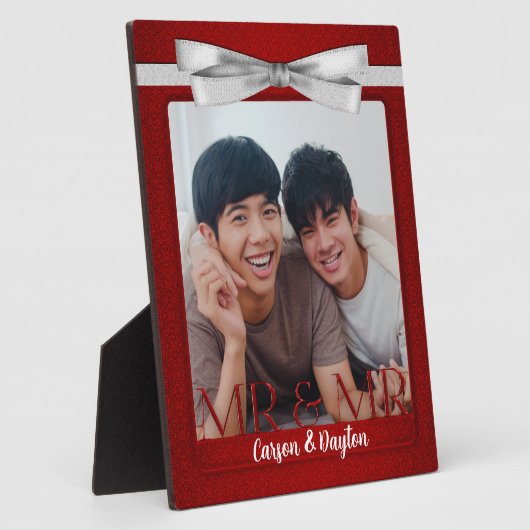 ゲイ氏の赤結婚いダマスク写真 フォトプラーク (側面)