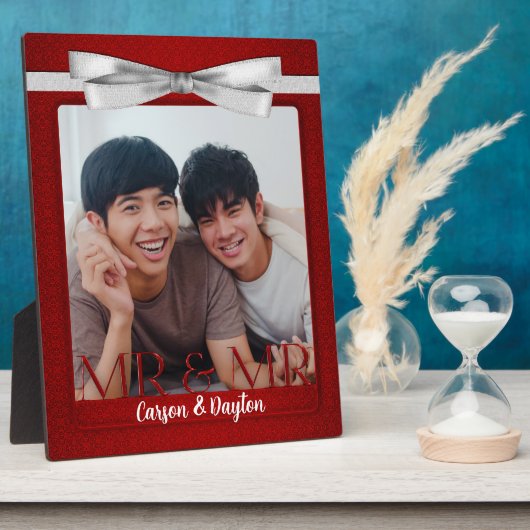 ゲイ氏の赤結婚いダマスク写真 フォトプラーク (側面)